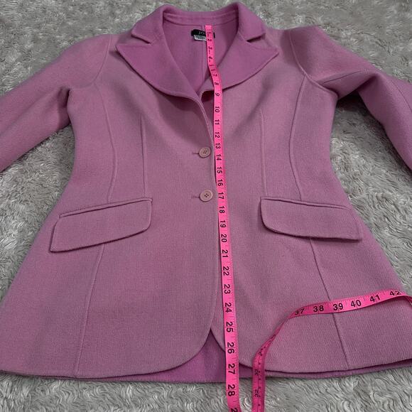 Vintage 80s Jôn Tailored Flocked Wool Knit Blazer Jacket Collared Candy Pink - Picture 5 of 14